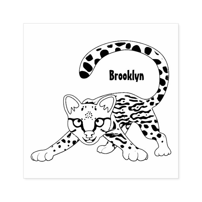 Cute ocelot cartoon illustration rubber stamp (Imprint)