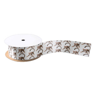 Cute ocelot cartoon illustration satin ribbon
