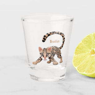 Cute ocelot cartoon illustration shot glass