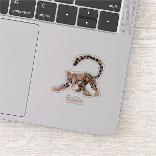 Cute ocelot cartoon illustration sticker