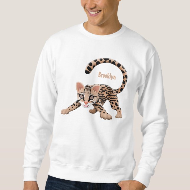 Cute ocelot cartoon illustration  sweatshirt (Front)