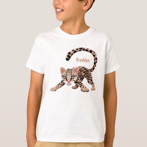 Cute ocelot cartoon illustration T_Shirt