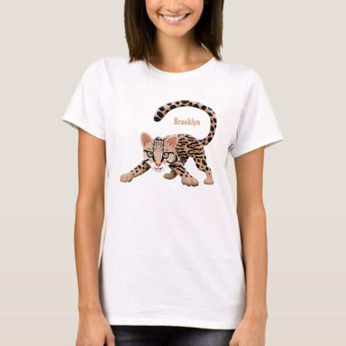 Cute ocelot cartoon illustration T_Shirt