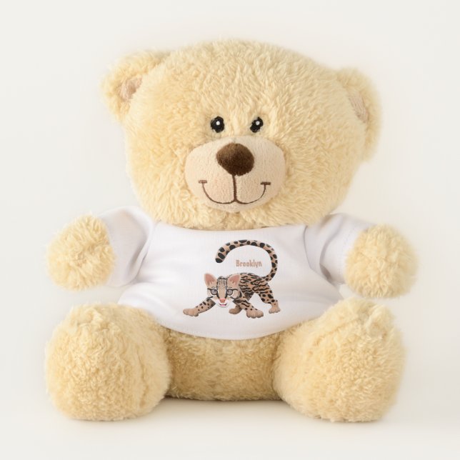 Cute ocelot cartoon illustration  teddy bear (Front)