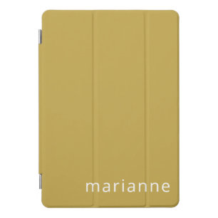 Cute Ochre Solid Color Personalized Name iPad Pro Cover