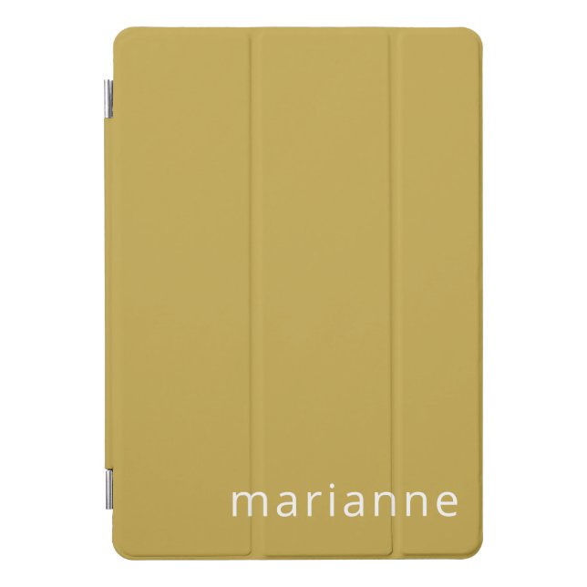 Cute Ochre Solid Color Personalized Name iPad Pro Cover (Front)