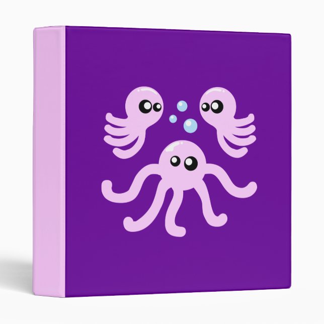 Cute Octopus 3 Ring Binder (Front/Spine)