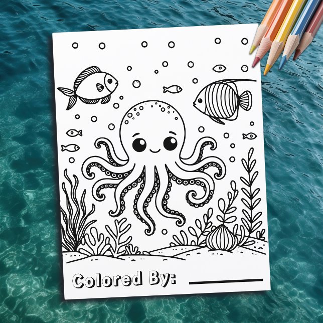 Cute Octopus and Fish | Kid's Coloring Page (Creator Uploaded)
