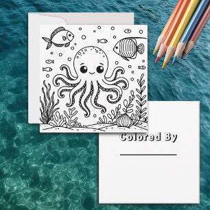 Cute Octopus and Fish Kid's Coloring Page
