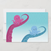 Cute Octopus Animal Twin Baby Shower Invitation (Back)