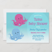 Cute Octopus Animal Twin Baby Shower Invitation (Front)