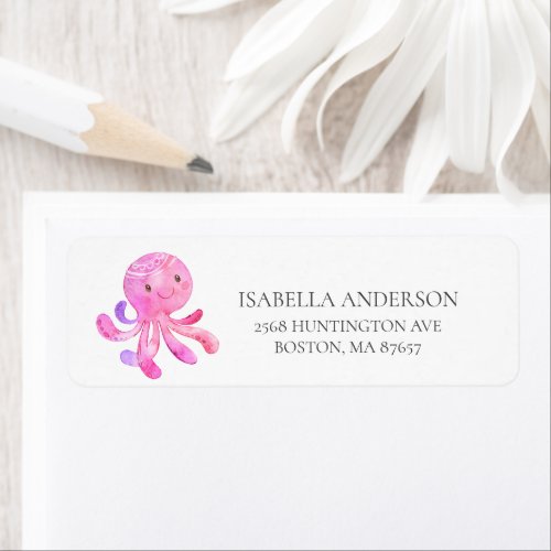 Cute Octopus Baby Shower Address Label