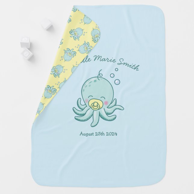 Cute Octopus Baby Shower Kawaii Baby Blanket (In Situ)