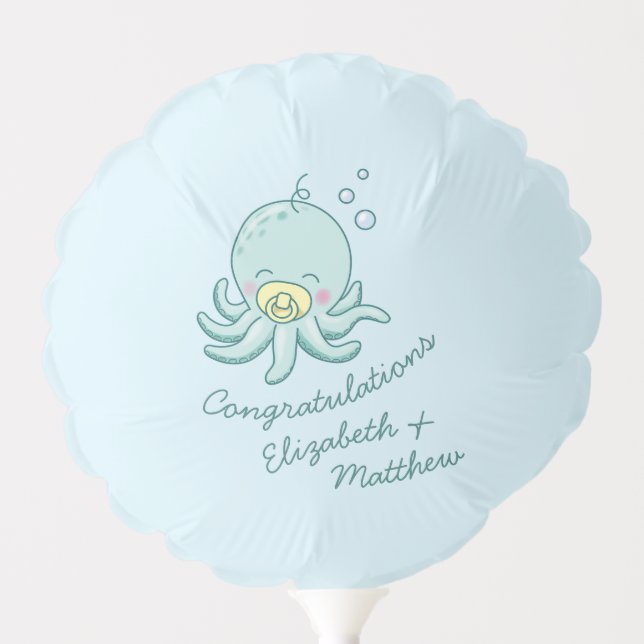Cute Octopus Baby Shower Kawaii Balloon (Front)