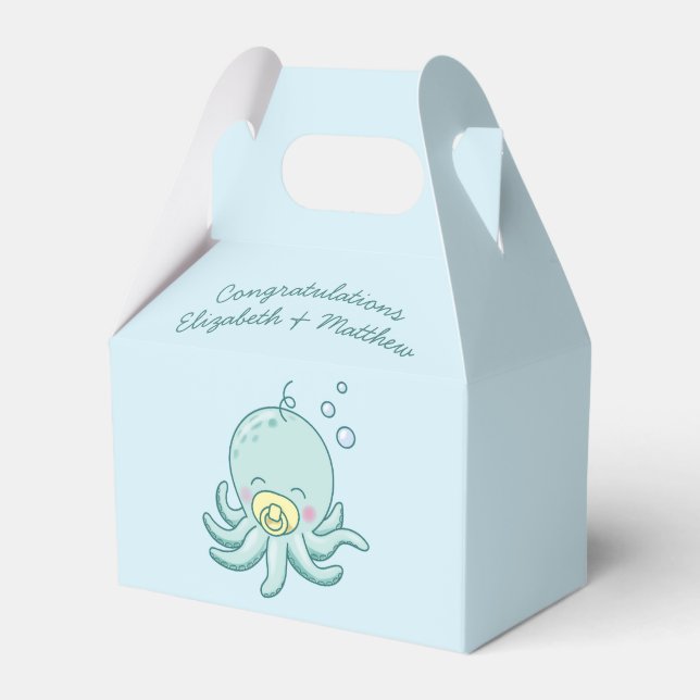 Cute Octopus Baby Shower Kawaii Favor Boxes (Front Side)