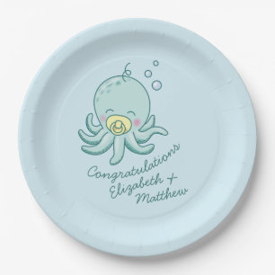 Cute Octopus Baby Shower Kawaii Paper Plates