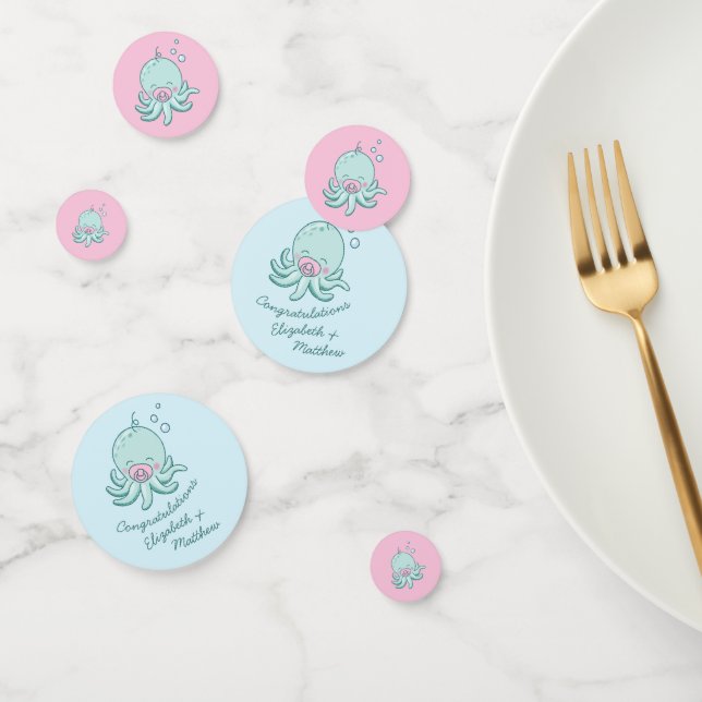 Cute Octopus Baby Shower Kawaii Pink Girl Confetti (Group)