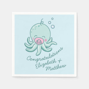 Cute Octopus Baby Shower Kawaii Pink Girl Napkins