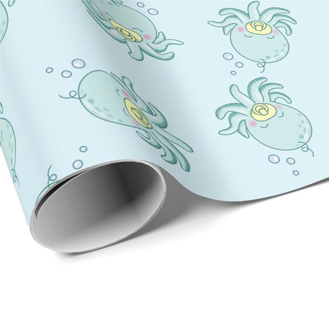 Cute Octopus Baby Shower Kawaii Wrapping Paper (Roll Corner)