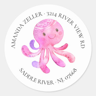 Cute Octopus Baby Shower Return Address Label