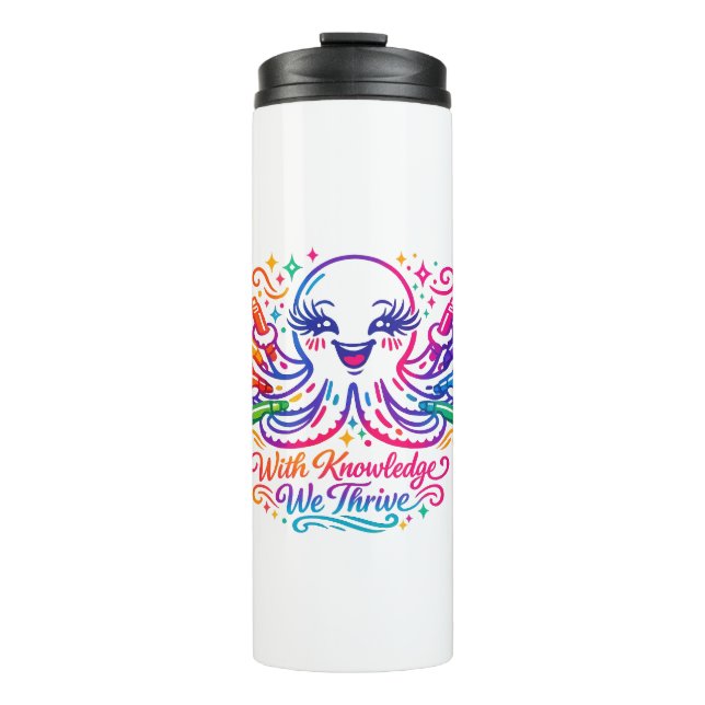 Cute Octopus Back to School Water Bottle  (Front)