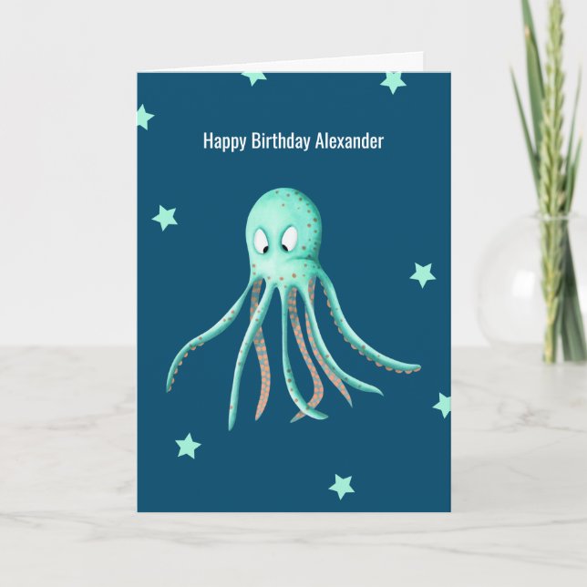 Cute Octopus Birthday Card (Front)