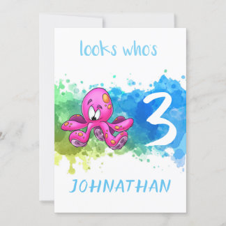 Cute Octopus Birthday Card Blue