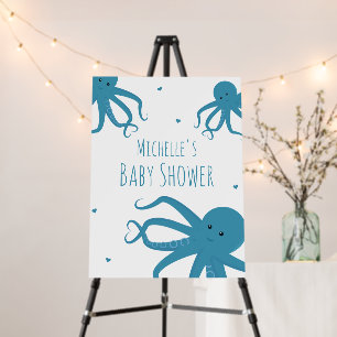 Cute Octopus Blue Name Baby Shower Foam Board