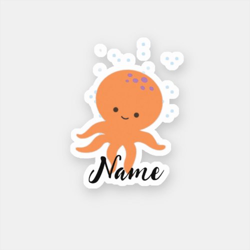 Cute Octopus Cartoon Add Name Sticker