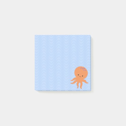 Cute Octopus Cartoon Blue Waves Custom  Post_it Notes