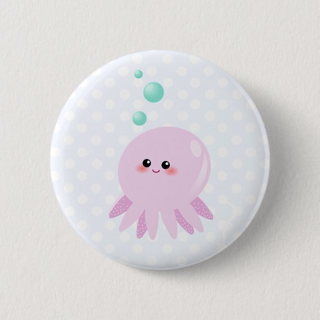 Cute octopus cartoon button (Front)