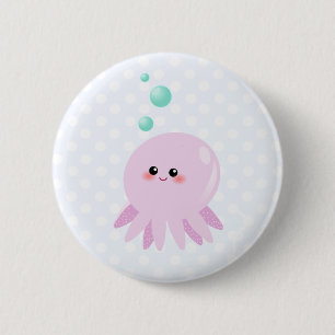 Cute octopus cartoon button