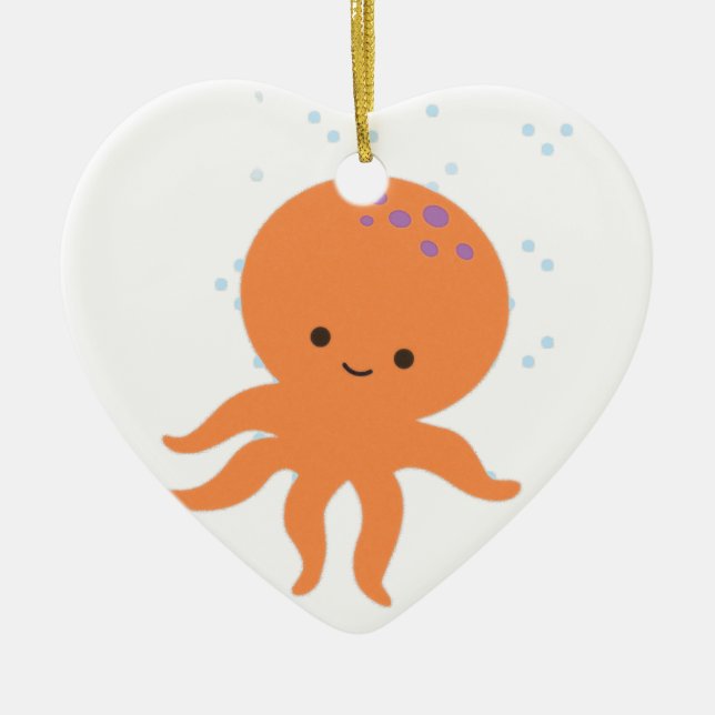 Cute Octopus Cartoon Ceramic Ornament (Front)