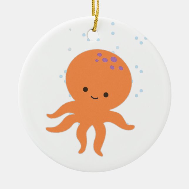 Cute Octopus Cartoon Ceramic Ornament (Front)