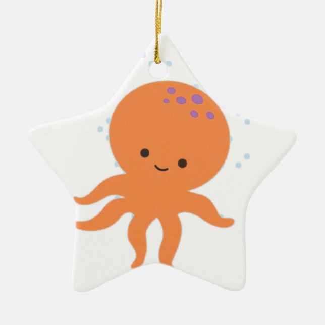 Cute Octopus Cartoon Ceramic Ornament (Front)