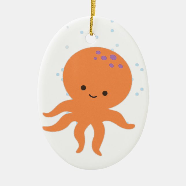 Cute Octopus Cartoon Ceramic Ornament (Front)