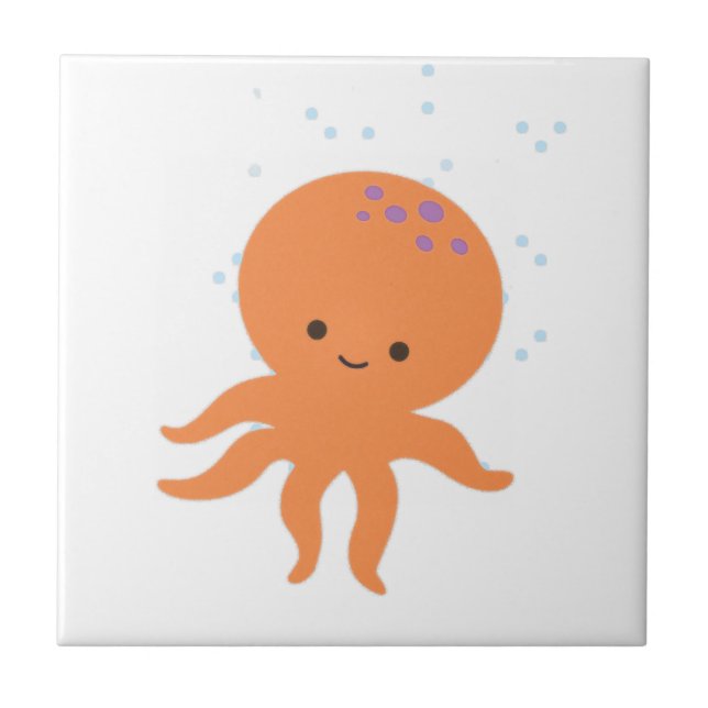 Cute Octopus Cartoon Ceramic Tile (Front)