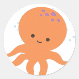 Cute Octopus Cartoon Classic Round Sticker