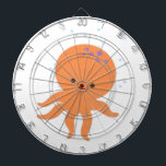 Cute Octopus Cartoon Dartboard With Darts<br><div class="desc">A cute orange cartoon octopus.</div>
