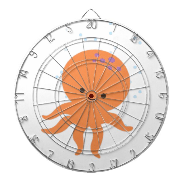 Cute Octopus Cartoon Dartboard With Darts (Front)