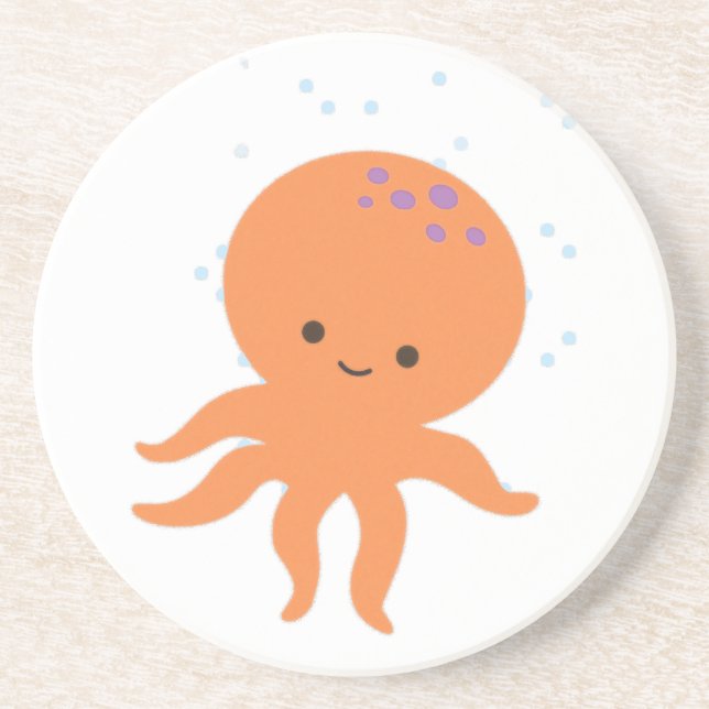Cute Octopus Cartoon Drink Coaster (Front)