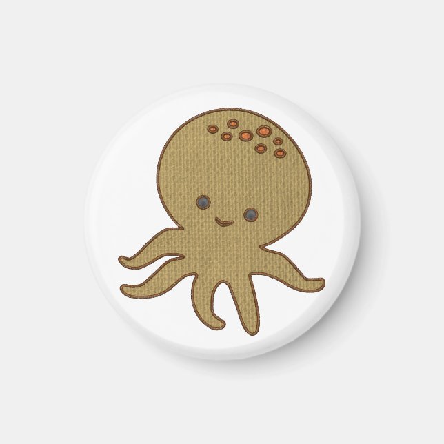 Cute Octopus Cartoon Embroidery Print Magnet (Front)