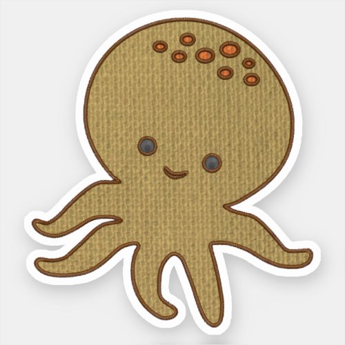Cute Octopus Cartoon Embroidery Print Sticker