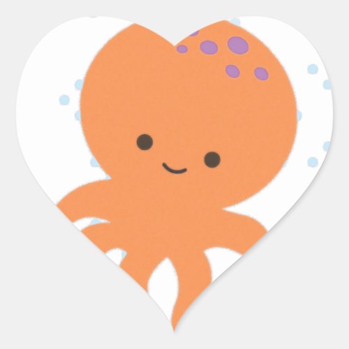 Cute Octopus Cartoon Heart Sticker