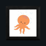 Cute Octopus Cartoon Keepsake Box<br><div class="desc">A cute orange cartoon octopus.</div>