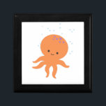Cute Octopus Cartoon Keepsake Box<br><div class="desc">A cute orange cartoon octopus.</div>