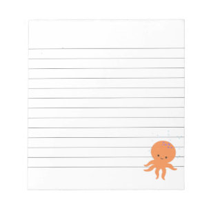Cute Octopus Cartoon Lined Notepad