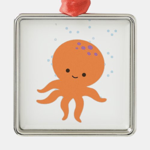 Cute Octopus Cartoon Metal Ornament