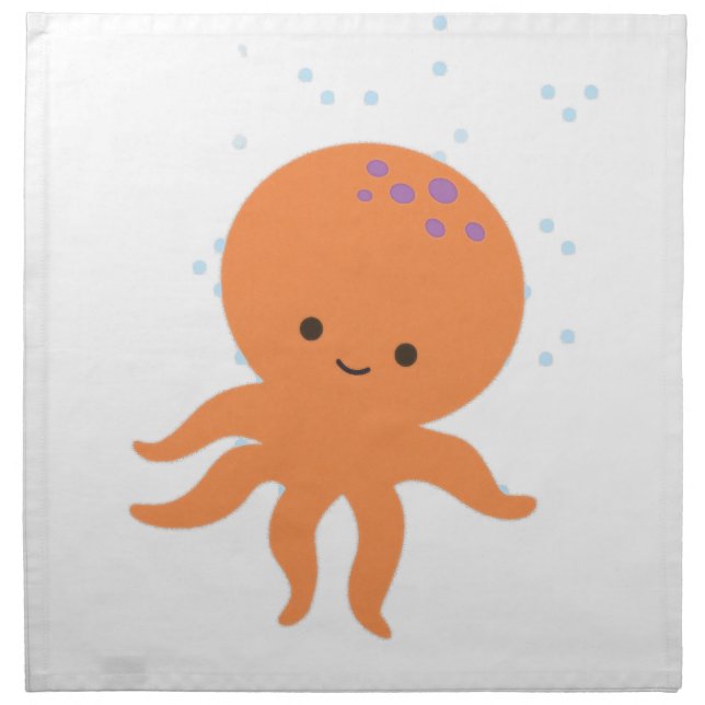 Cute Octopus Cartoon Napkin (Front)