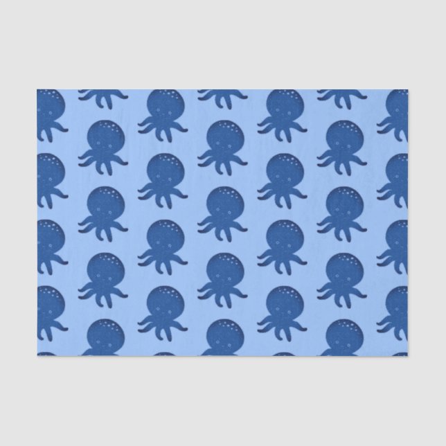 Cute Octopus Cartoon Old Paper Print (Front)